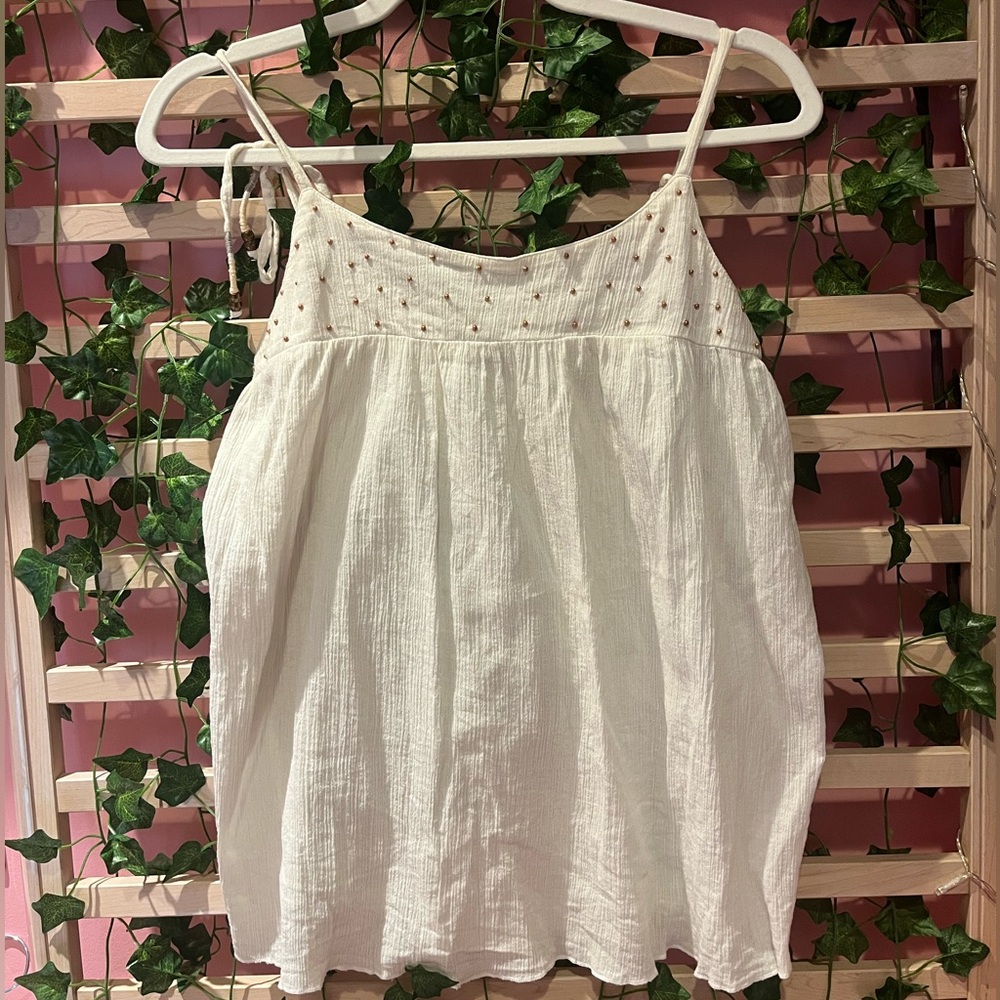 Roxy White Boho Peasant Cami Top